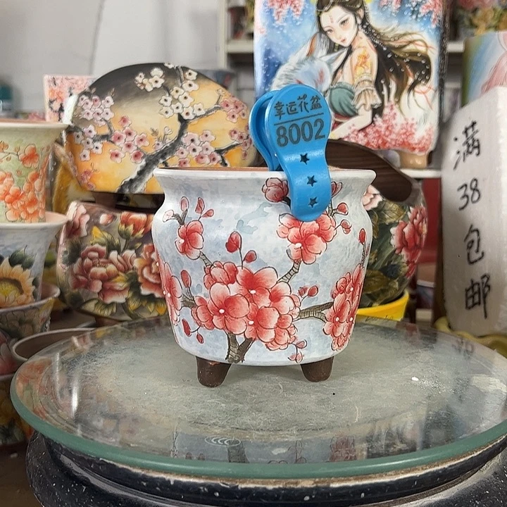 满38包邮景德镇手绘花盆