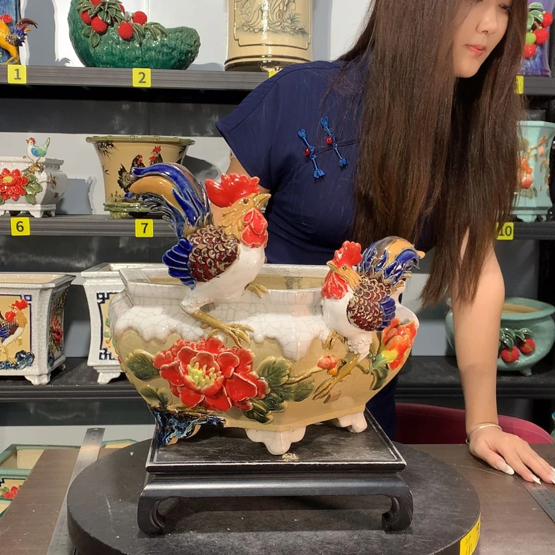 国***华高温烧制石湾盆花盆微瑕