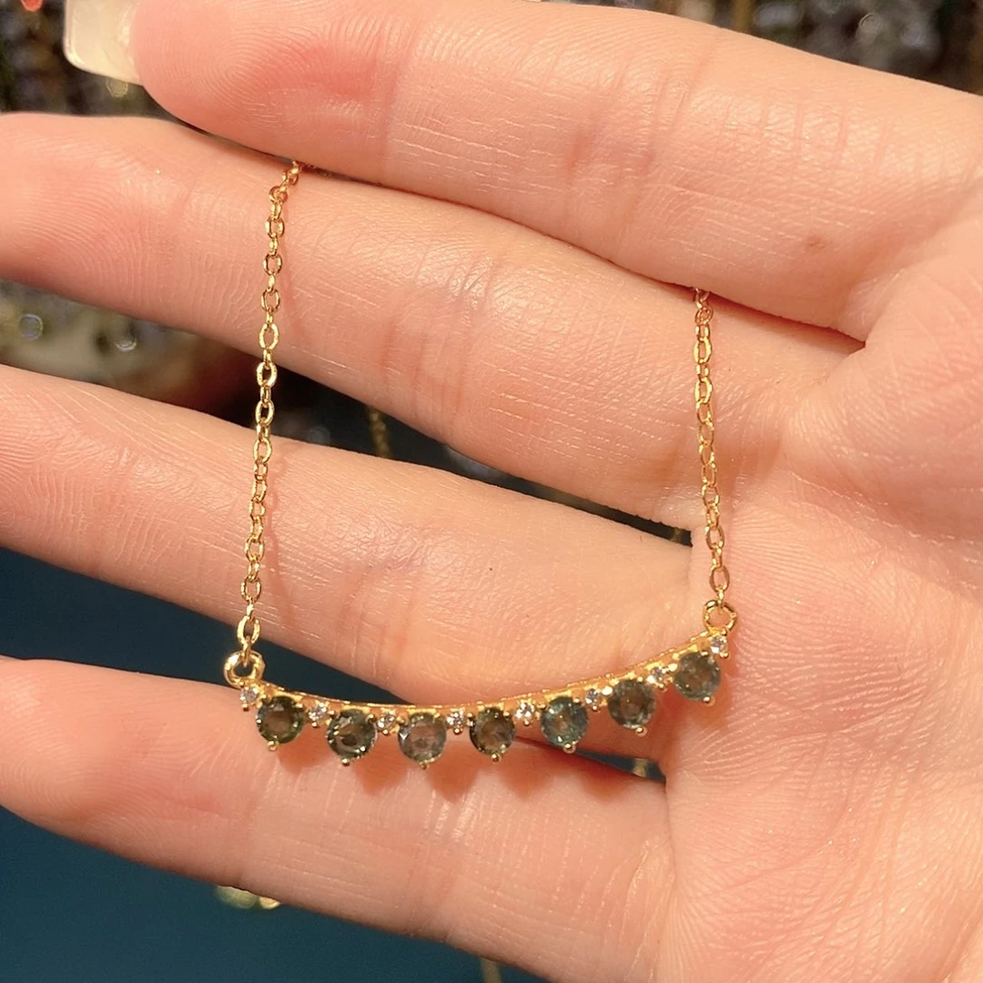 蓝宝石颈饰银S925镶嵌天**情