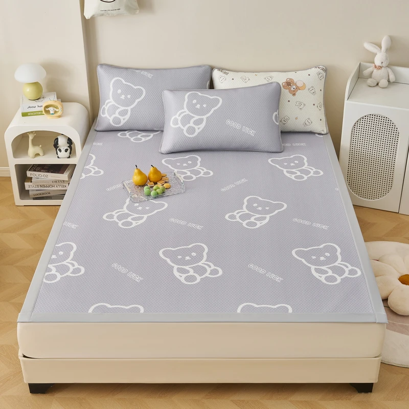 夏季A类冰豆豆凉席升级加厚透气网可折叠机洗学生宿舍席子三件套