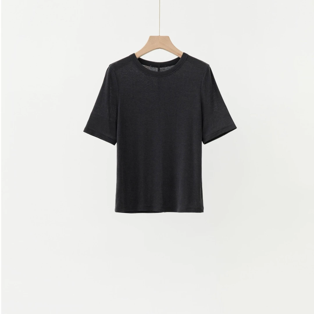 BAYBERYL老贝柔弹T*莱赛羊毛后缝舒适百搭圆领短袖NT5F2422-6/25