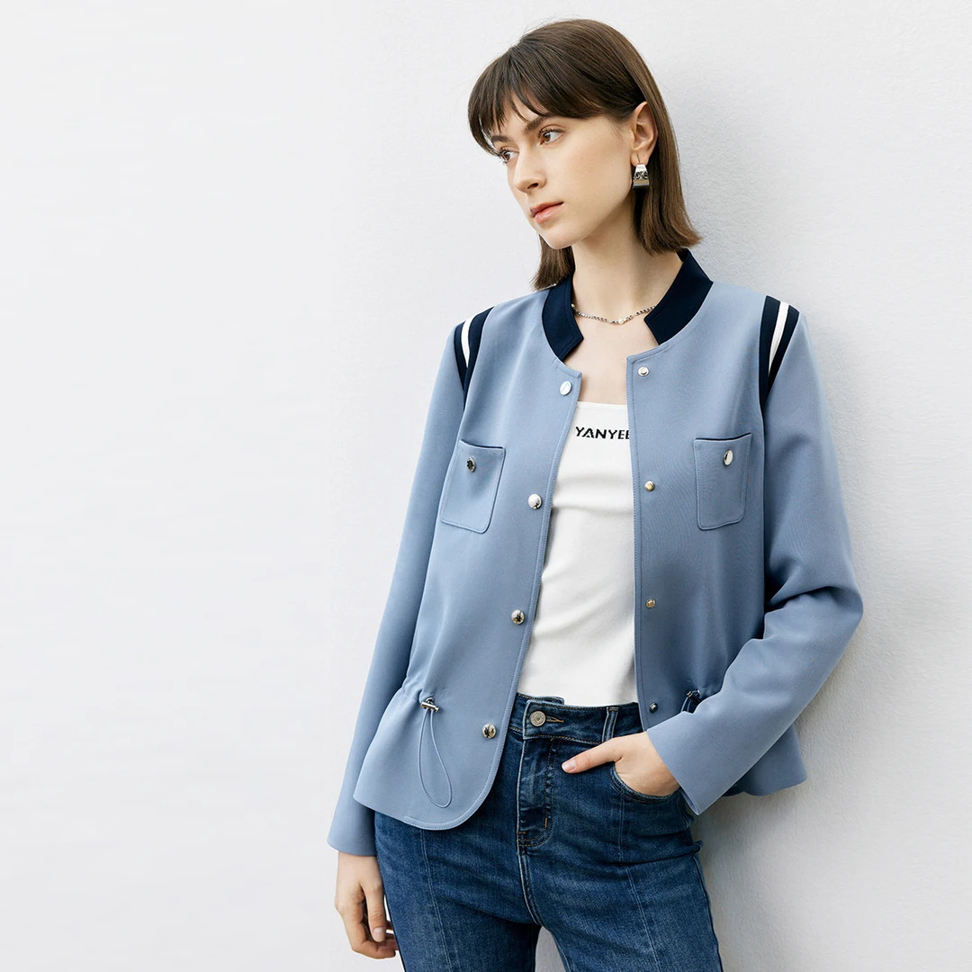 颜域轻奢运动H型撞色时尚减龄长袖外套女球服