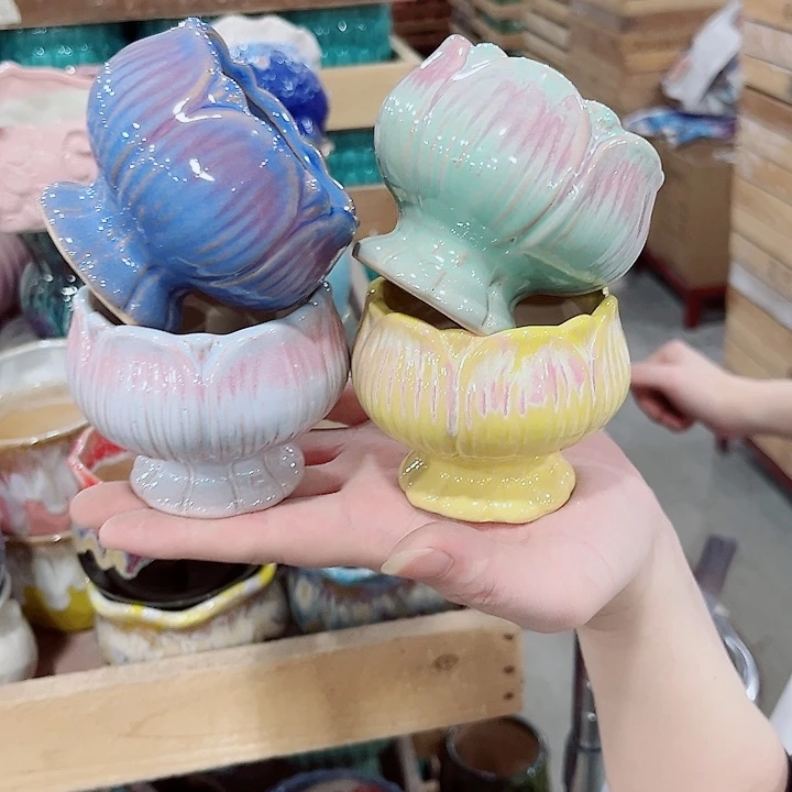 有孔.凑单10元陶瓷花盆发货！