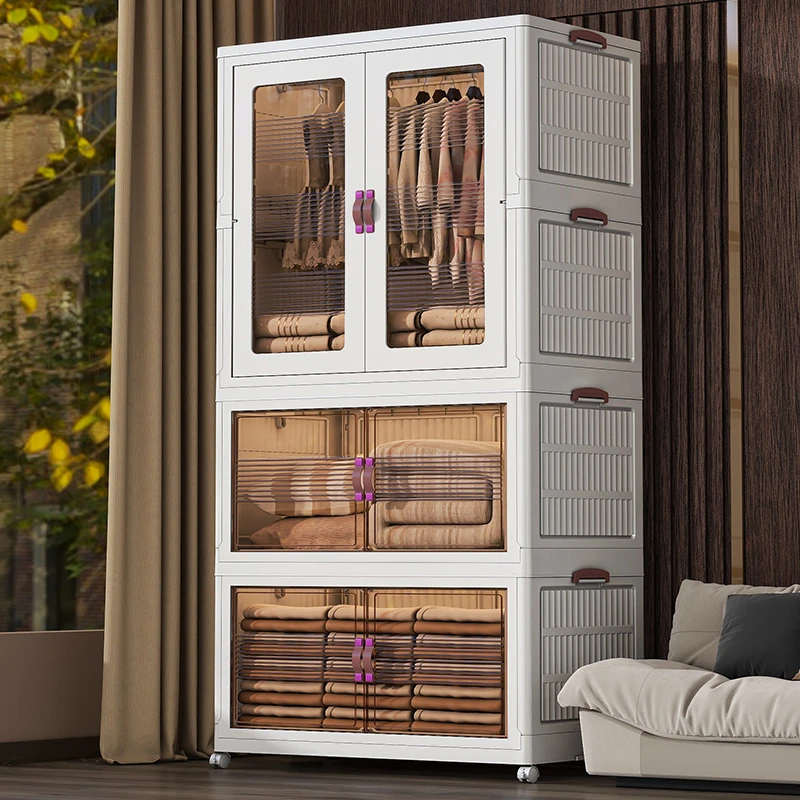 【70-80面宽大衣柜】双开门免安装可折叠衣柜收纳柜储物箱儿童衣柜