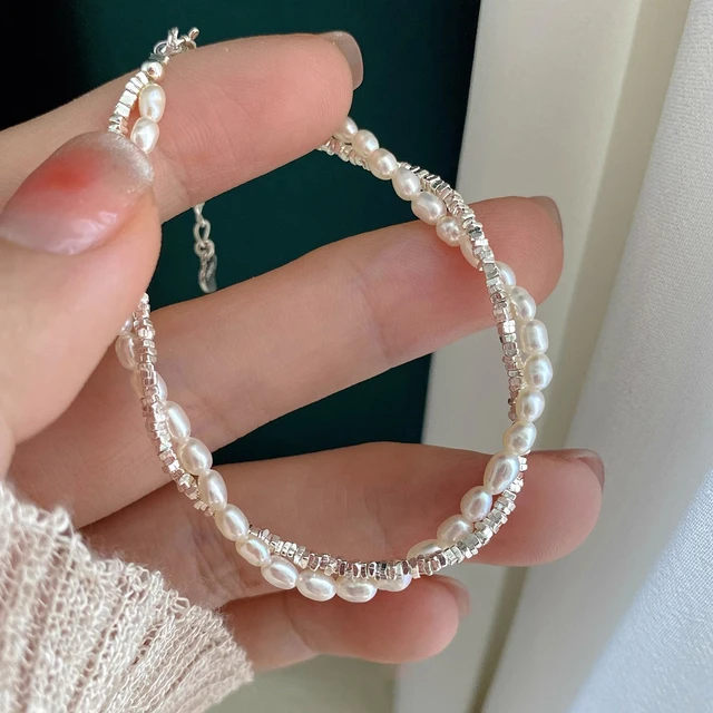 老凤祥足银双层碎银彷珍珠手錬女生ins小众设计精致轻奢手串手饰2