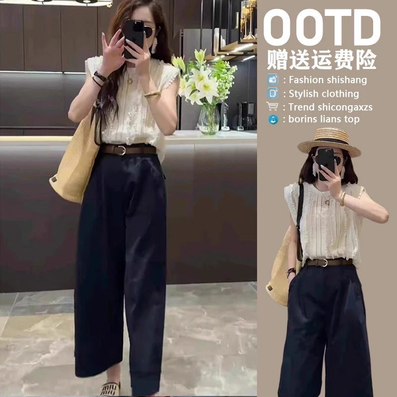 今年流行的夏装搭配一整套时尚减龄显瘦遮肉短袖裤子两件套装女装