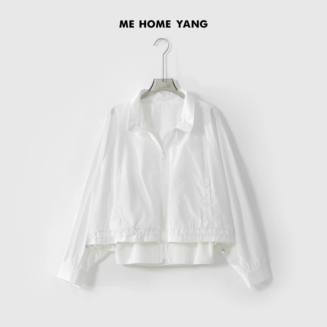 ME【三角假两件外套】莱赛尔混纺清透干爽廓形遮肉百搭外套MESS0961