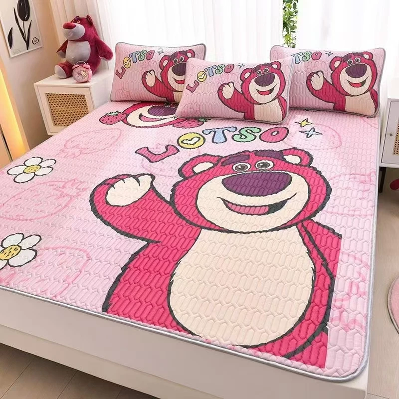 小华约180*200粉色小熊乳胶凉席三件套
