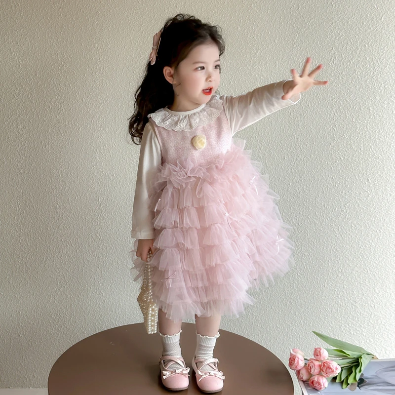女童连衣裙春装2025新款洋气儿童春秋季蓬蓬蛋糕裙女宝宝公主裙子