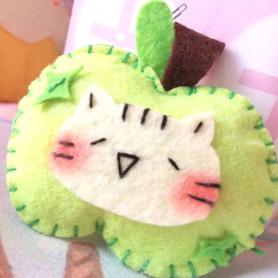 【咕噜】DIY青苹果不织布挂件猫咪爆款diy手绘挂饰闺蜜礼物创意御守