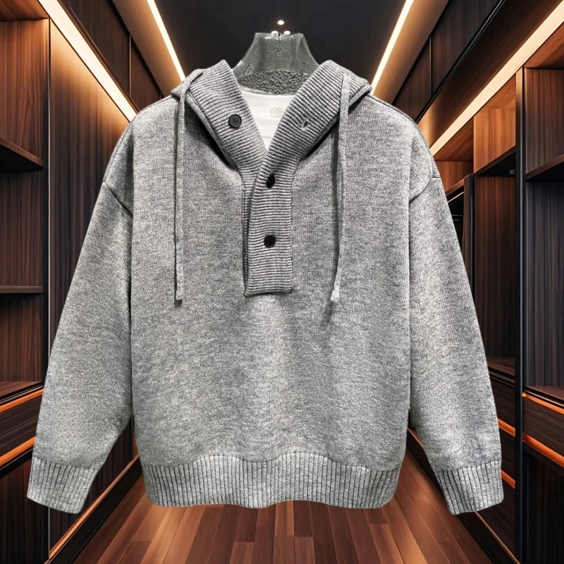 连帽毛衣外套男春季2025新款慵懒风宽松休闲情侣针织衫休闲上衣男