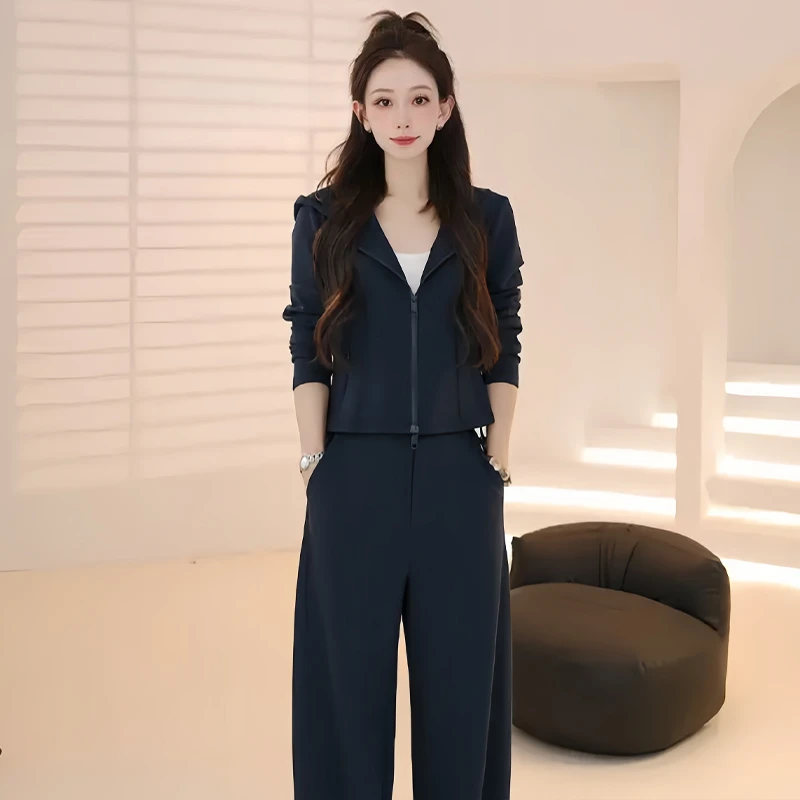 高含棉韩版休闲运动套装女2025年春秋新款显瘦连帽卫衣长裤两件套