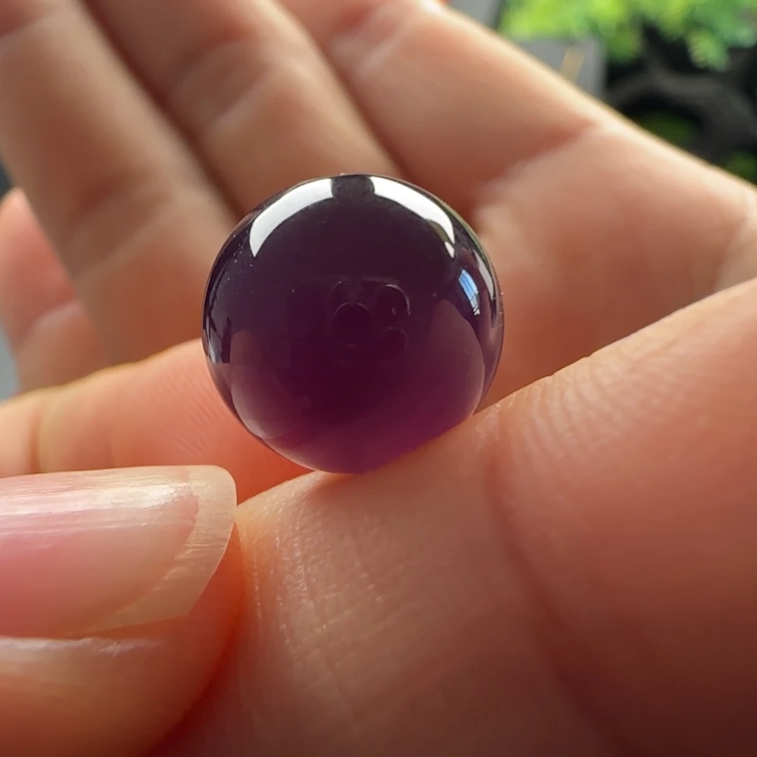 玛瑙/玉髓未镶嵌紫玛瑙圆珠：12.4保山原矿本地 浦漂紫玛瑙