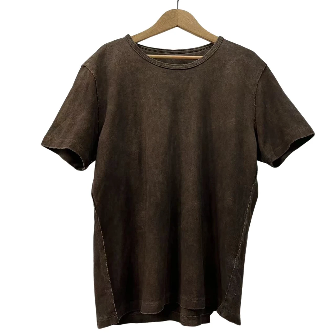 7折山山家-左岸迷香【植物染T恤】Z22SS9032汉麻圆领宽松半袖复古