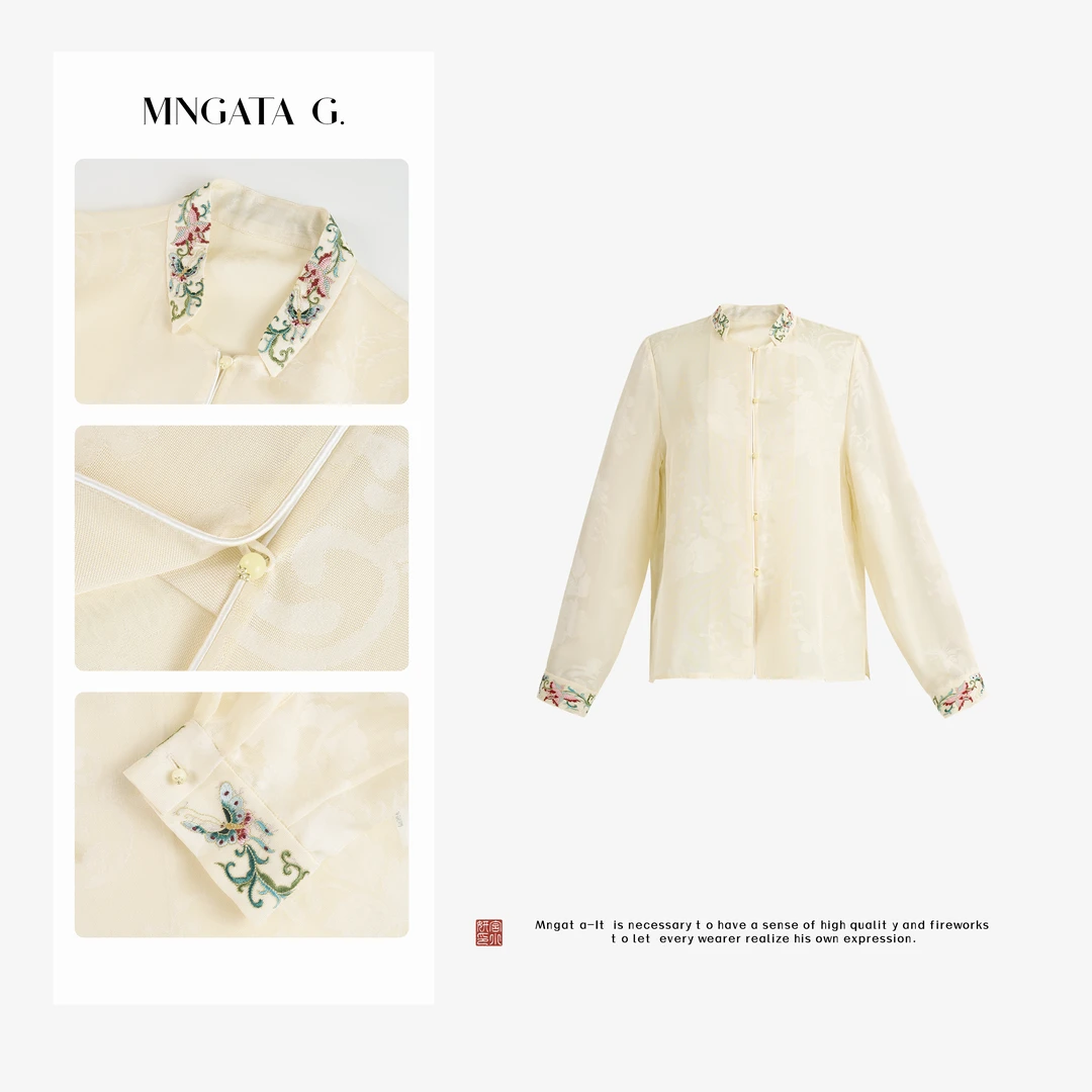 MNGATA G.宫小妍【杭罗·花开蝶影】早秋新中式中国风上衣5050202