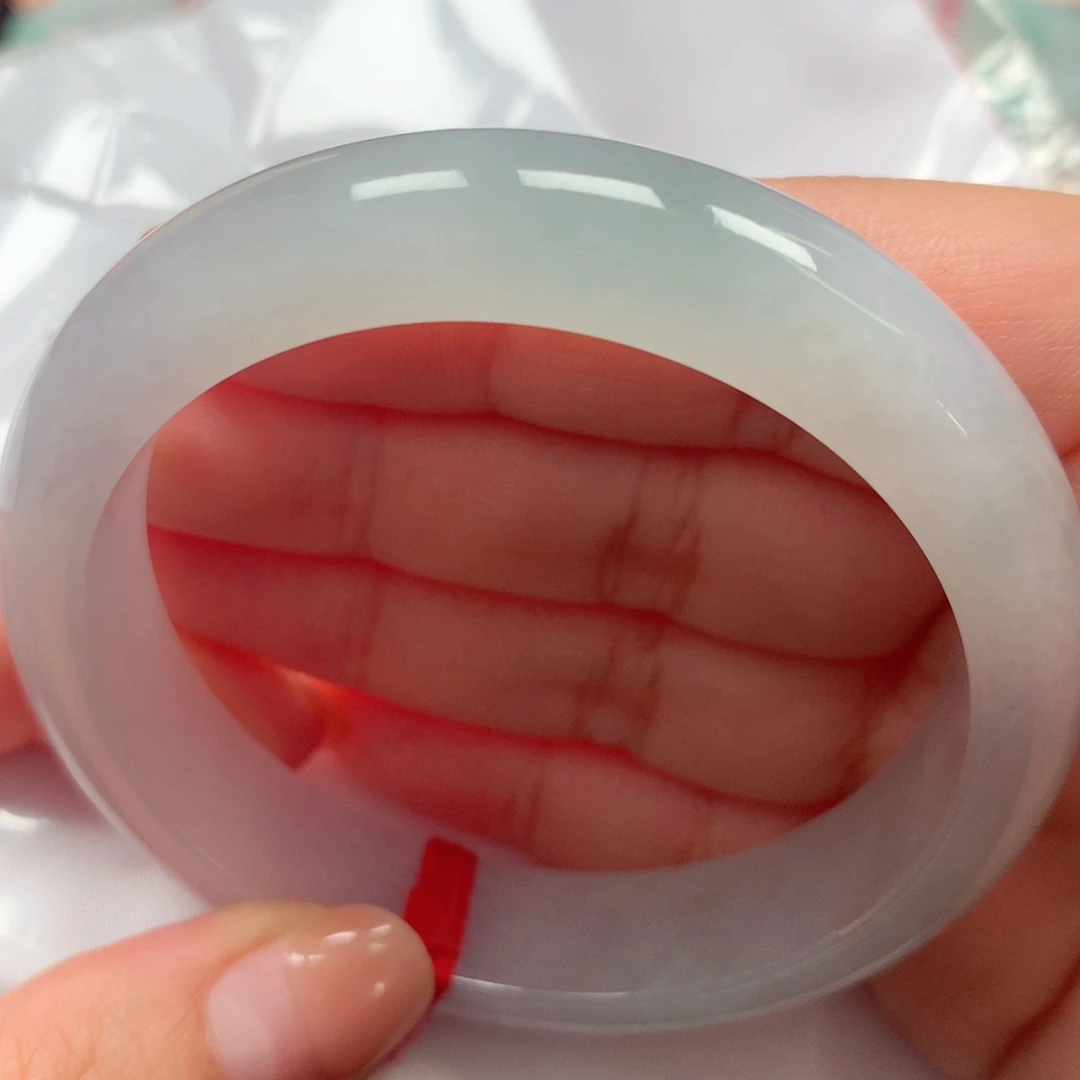 翡翠未镶嵌手镯23冰透清爽