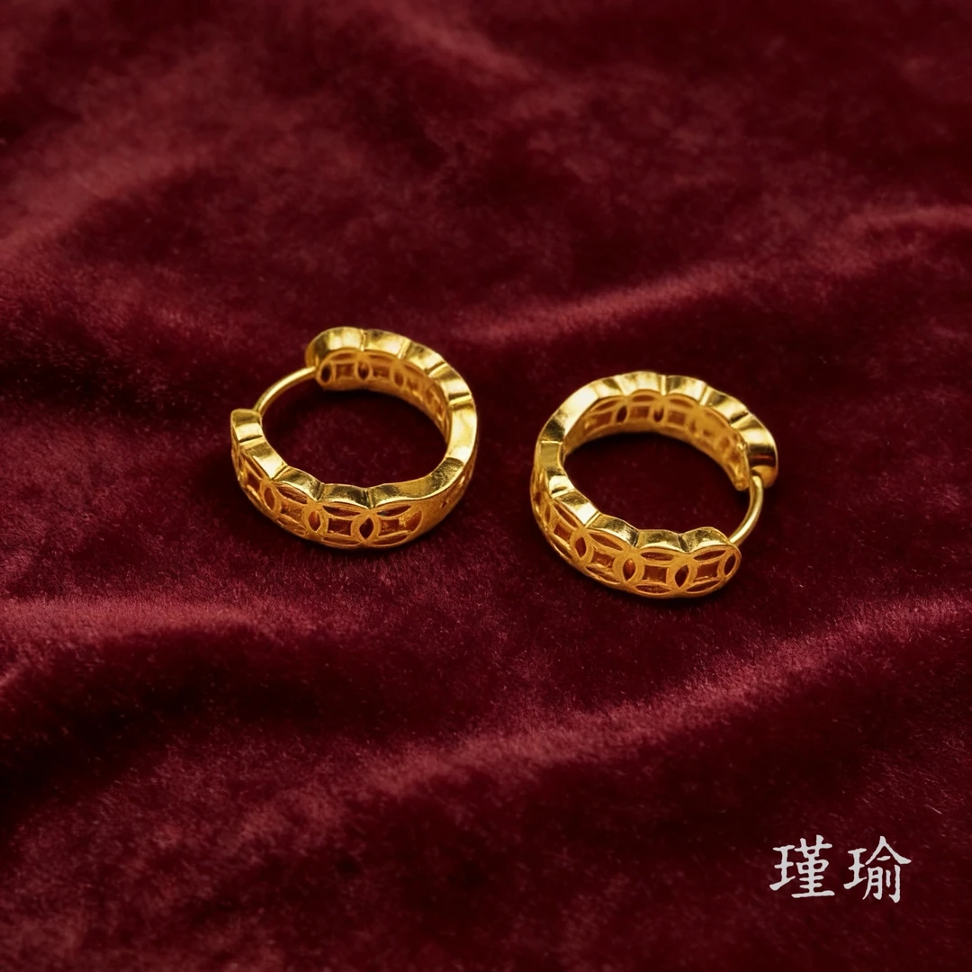 耳饰 K0705黄色铜钱耳扣多样性发货47075