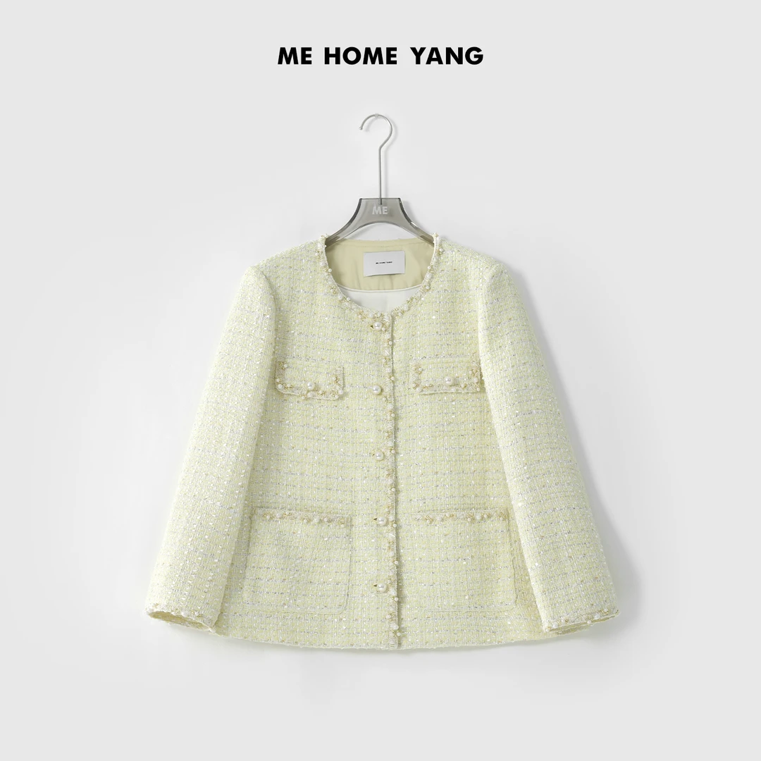 ME【玛德琳】重工钉珠高光璀璨显瘦百搭高级感小香风外套MESS0246