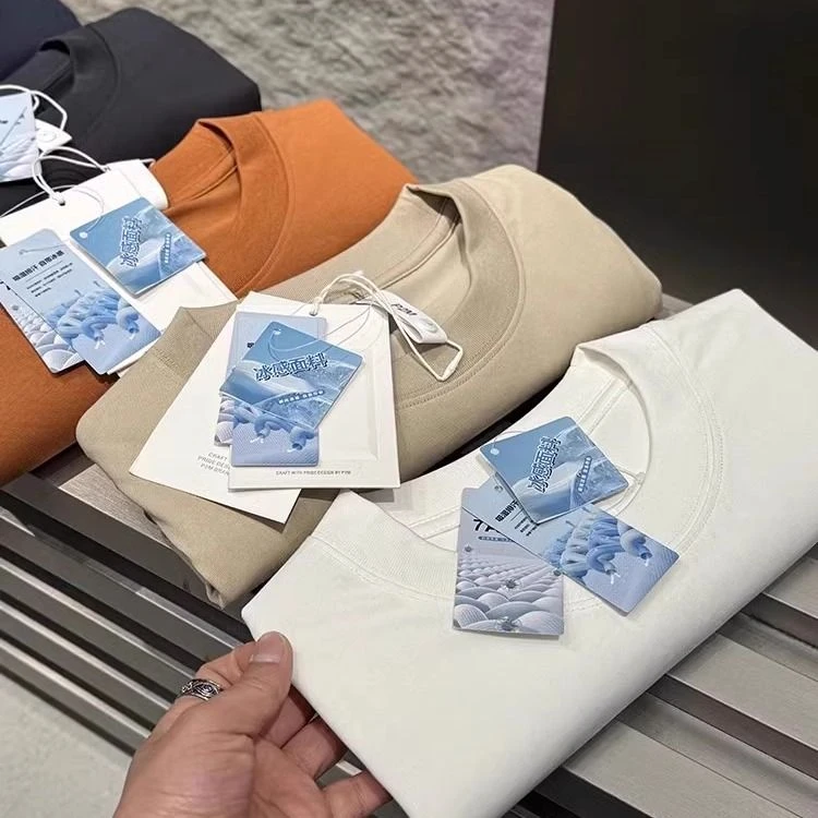 无痕压胶!匹马棉!7A抗菌冰感科技速干纯色奢级男士短袖T恤10224