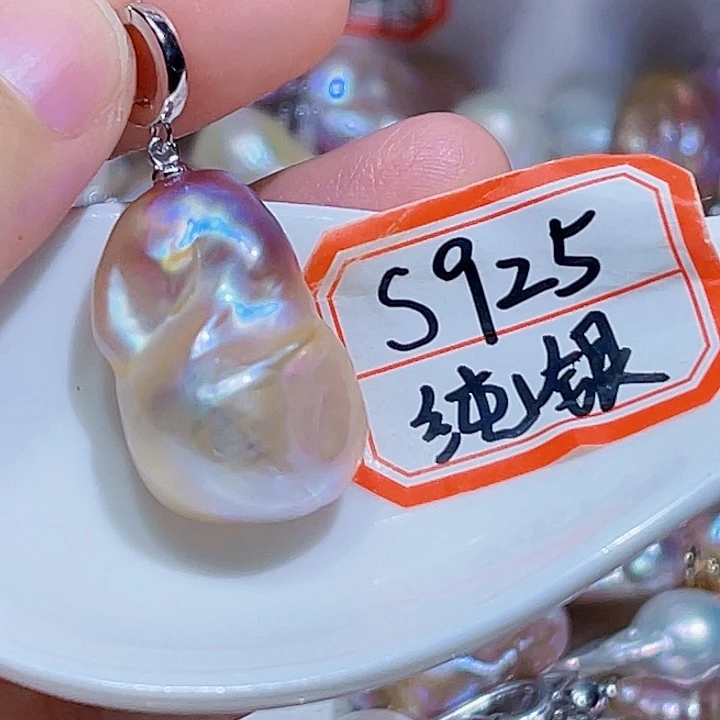 淡水珍珠银S925镶嵌颈饰