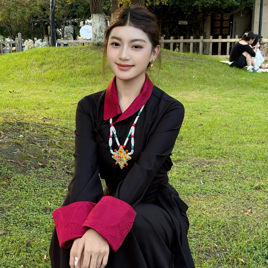 秋季新款呢子西藏服高级大气民族风西藏服长博拉裙