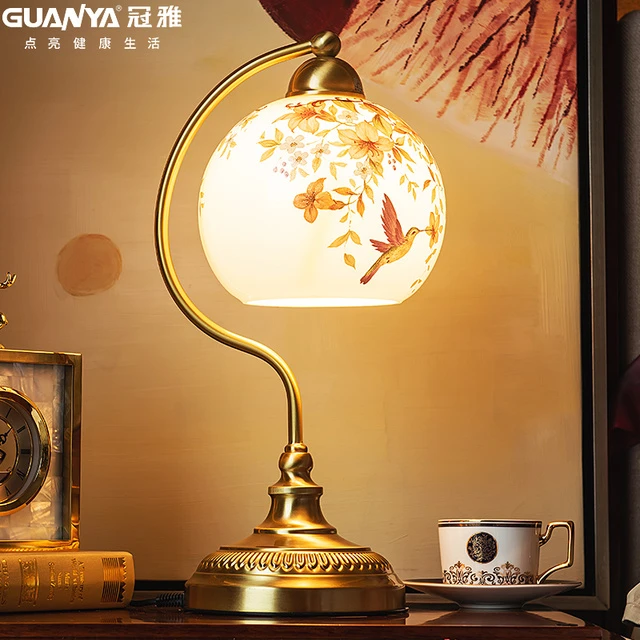 冠雅欧式铜台灯奢华卧室床头柜灯温馨浪漫创意高档复古书桌台灯