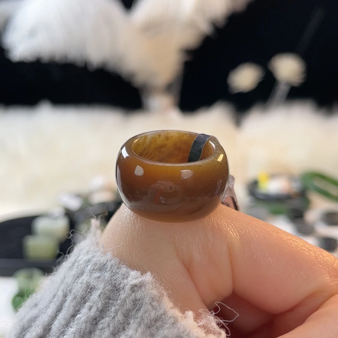 和田玉未镶嵌戒指k22红糖墩墩18.0mm