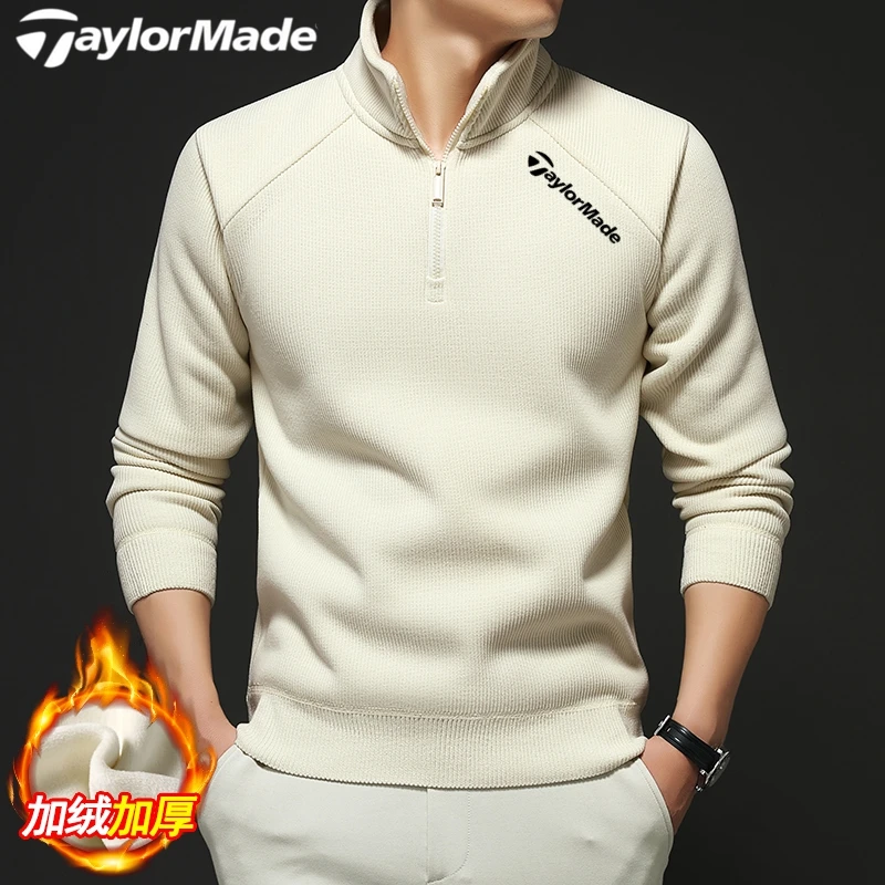Taylormade泰勒梅高尔夫球服冬季保暖男士摇粒绒拉链半高领卫衣男