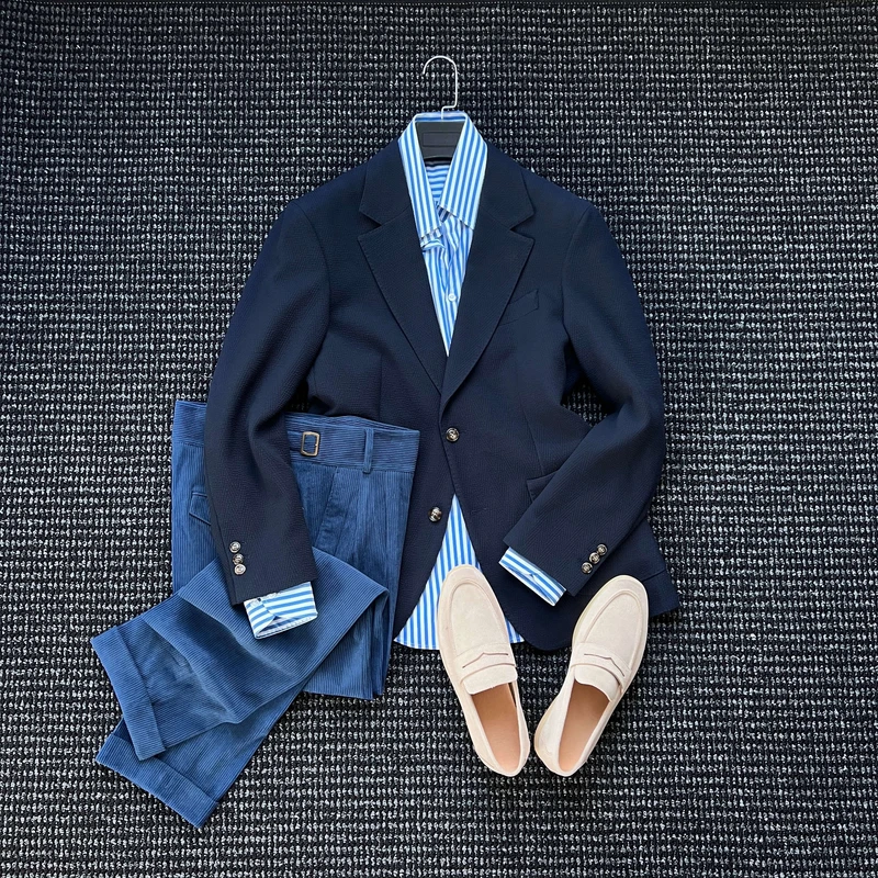 秋冬季那不勒斯平驳领西服男士商务休闲百搭通勤西装