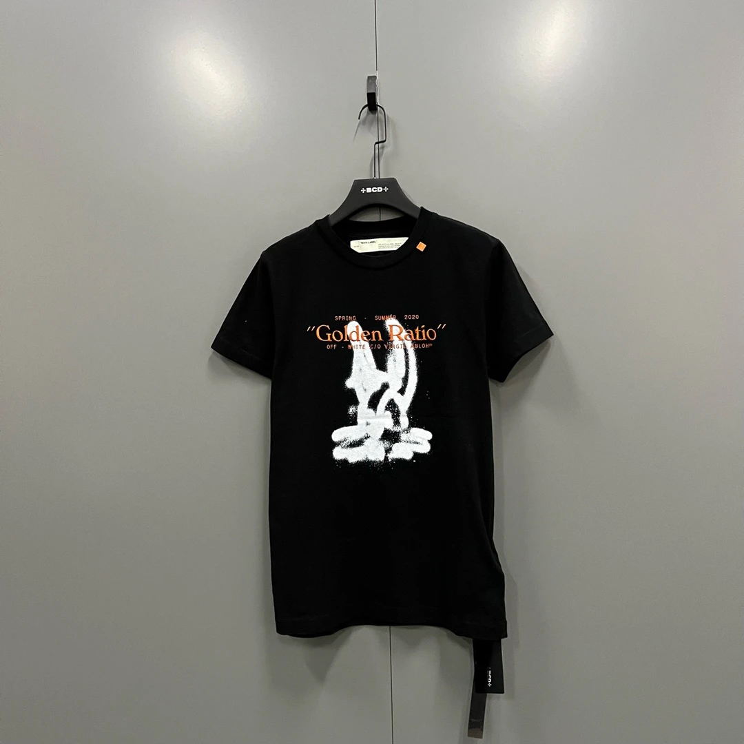 95新 OFF-WHITE ab2OFFWhit ow兔子喷漆箭头印花短袖S码jc603343