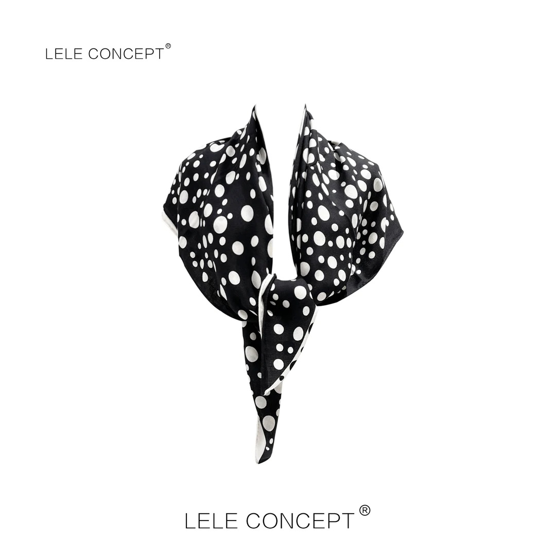LELE CONCEPT｜ 黑白拼接波点围巾WJ017