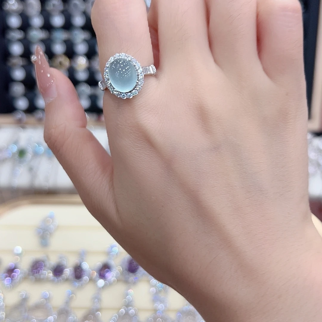 婉****银S925镶嵌戒指水晶