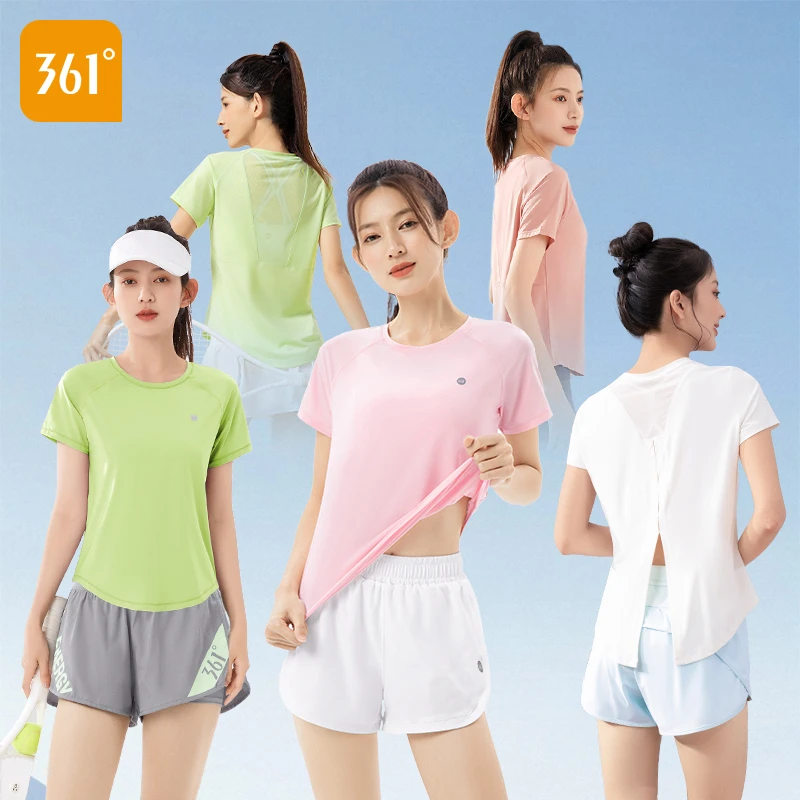 361°【套装】夏季跑步运动服短袖瑜伽上衣夏季薄款遮肉宽松显瘦透气