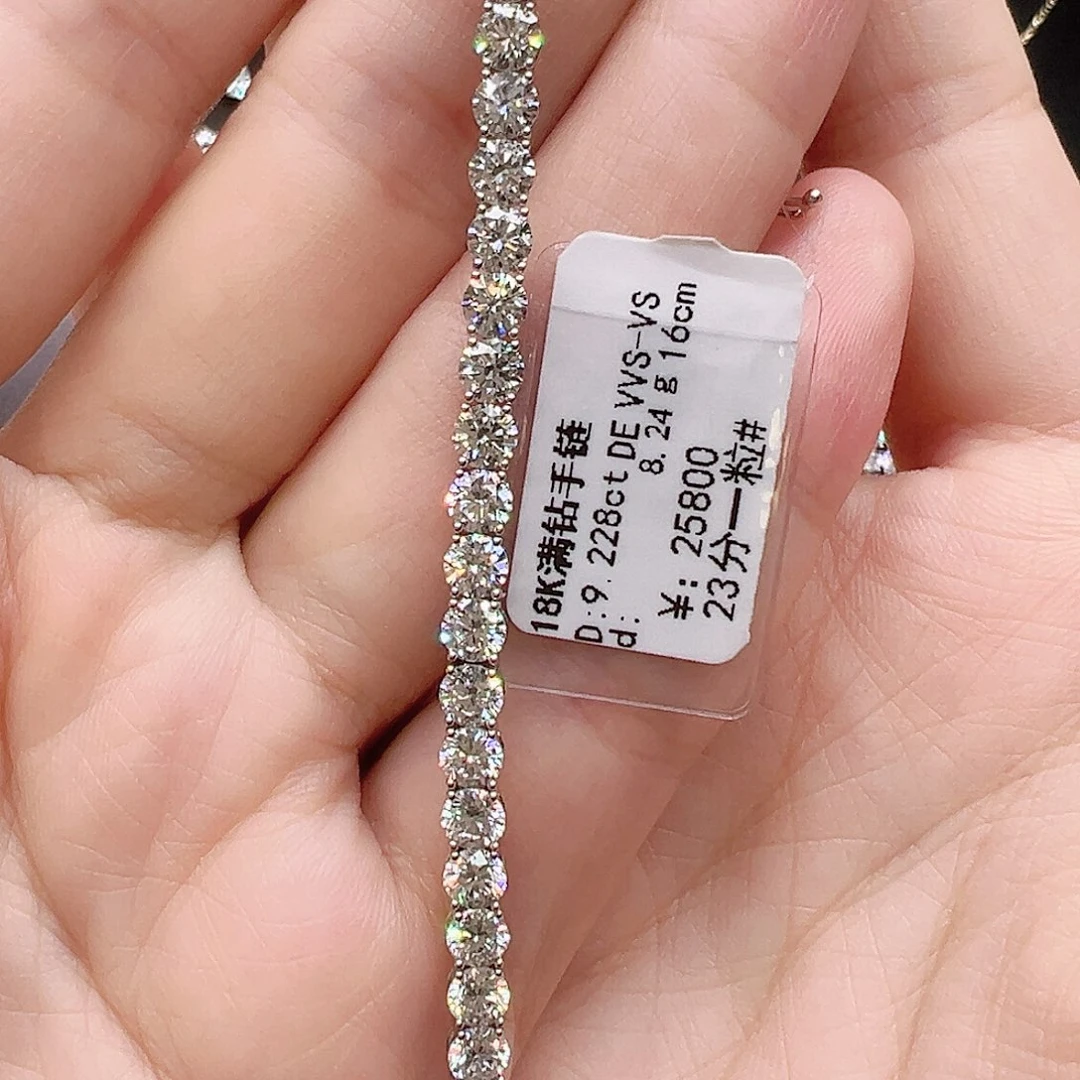 套链实验室培育钻石18K金镶嵌单颗23分，网球款手链