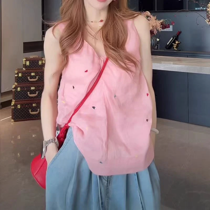 2025韩版简约通勤辣妹风背心设计感短款百搭时尚外穿夏季无袖上衣