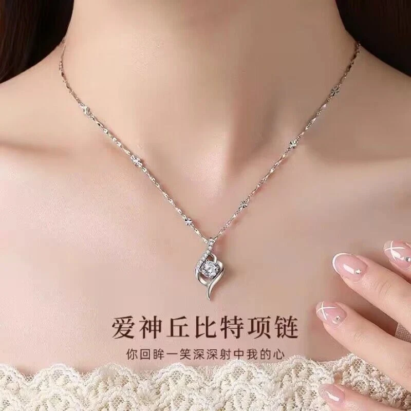 坠链均足银 999银丘比特项链女款轻奢锁骨链生日礼物情人节送女友