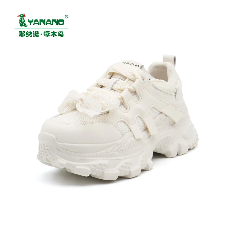 女士旅游潮流老爹鞋夏季女鞋百搭系带鞋厚底女款小白鞋透气运动鞋