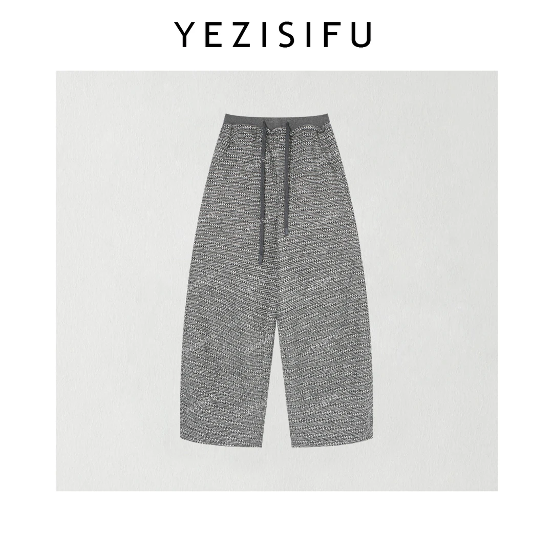 欧尼私服 2025冬款 极简百搭加厚双腰头小香毛呢裤2510C7016