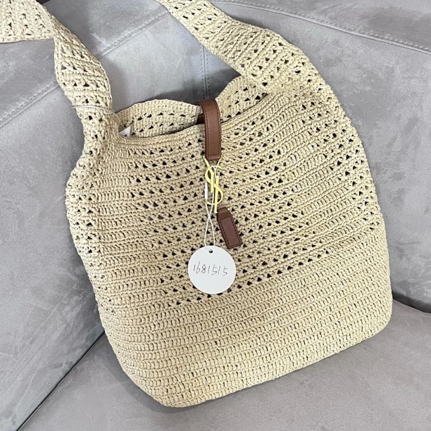 95新 YSL/圣罗兰 夏七中古/编织金标hobo单肩包/1681515