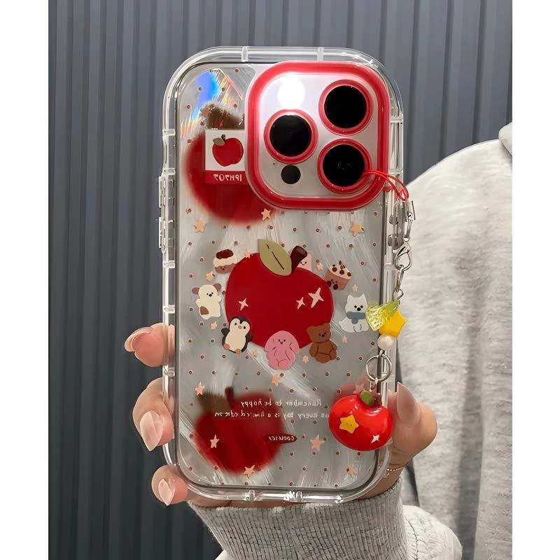 标签红苹果动物适用iPhone16新款15手机壳14苹果13羽纱12全包11套