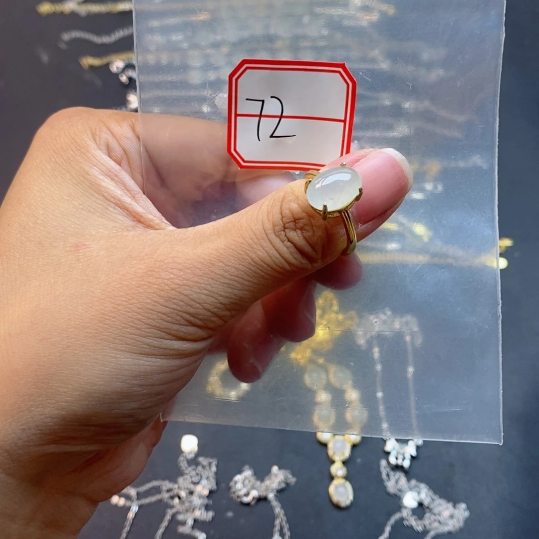 翡翠戒指银S925镶嵌翡翠首饰