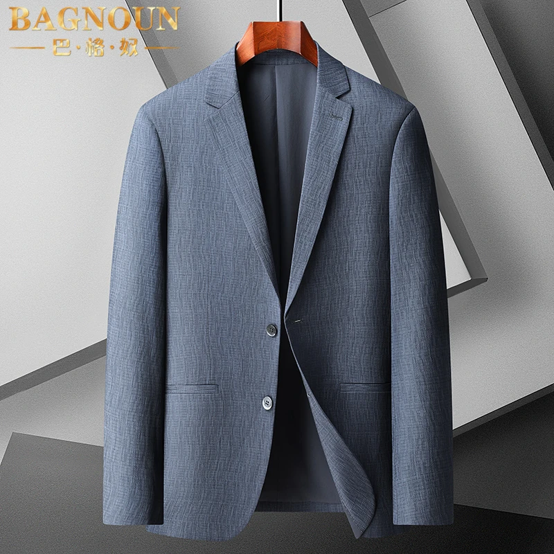 巴格奴西服男士春秋季新款时尚轻奢加肥加大薄款中年胖子单西外套