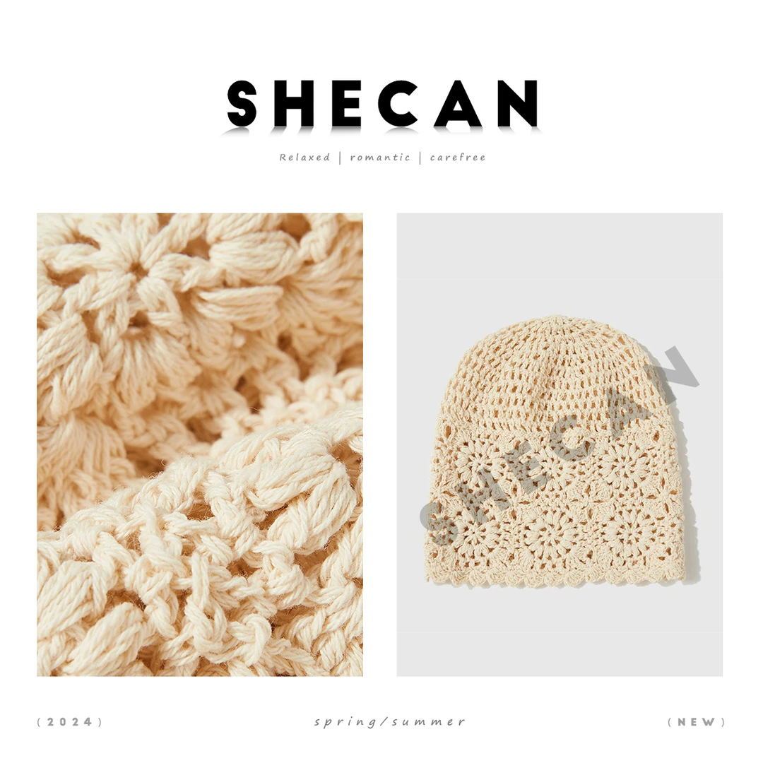 SHECAN【容华入画】女士时尚套头帽手工编织圆顶无檐针织帽X4XA001