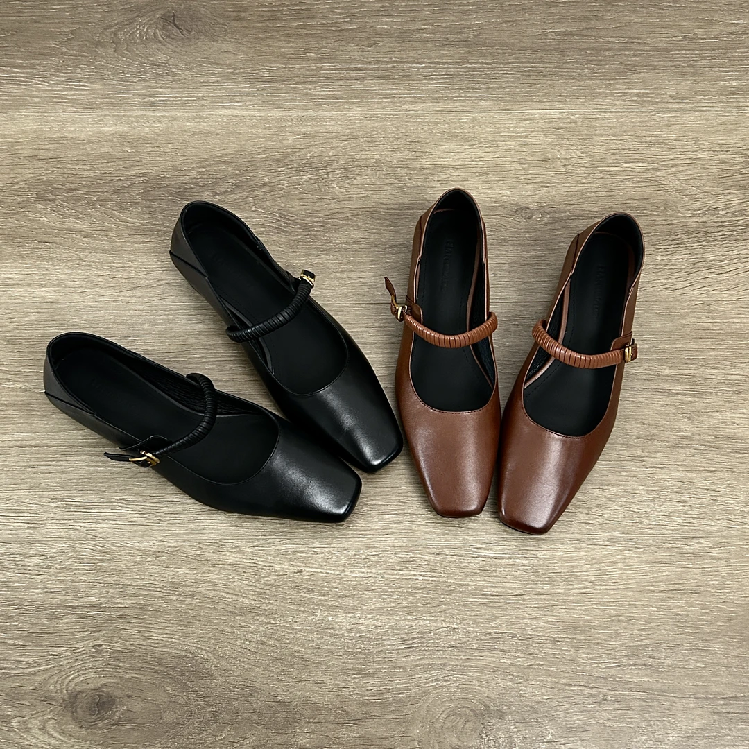 Dannyfrey法式复古春夏新款头层牛皮女百搭舒适浅口玛丽珍鞋3CM