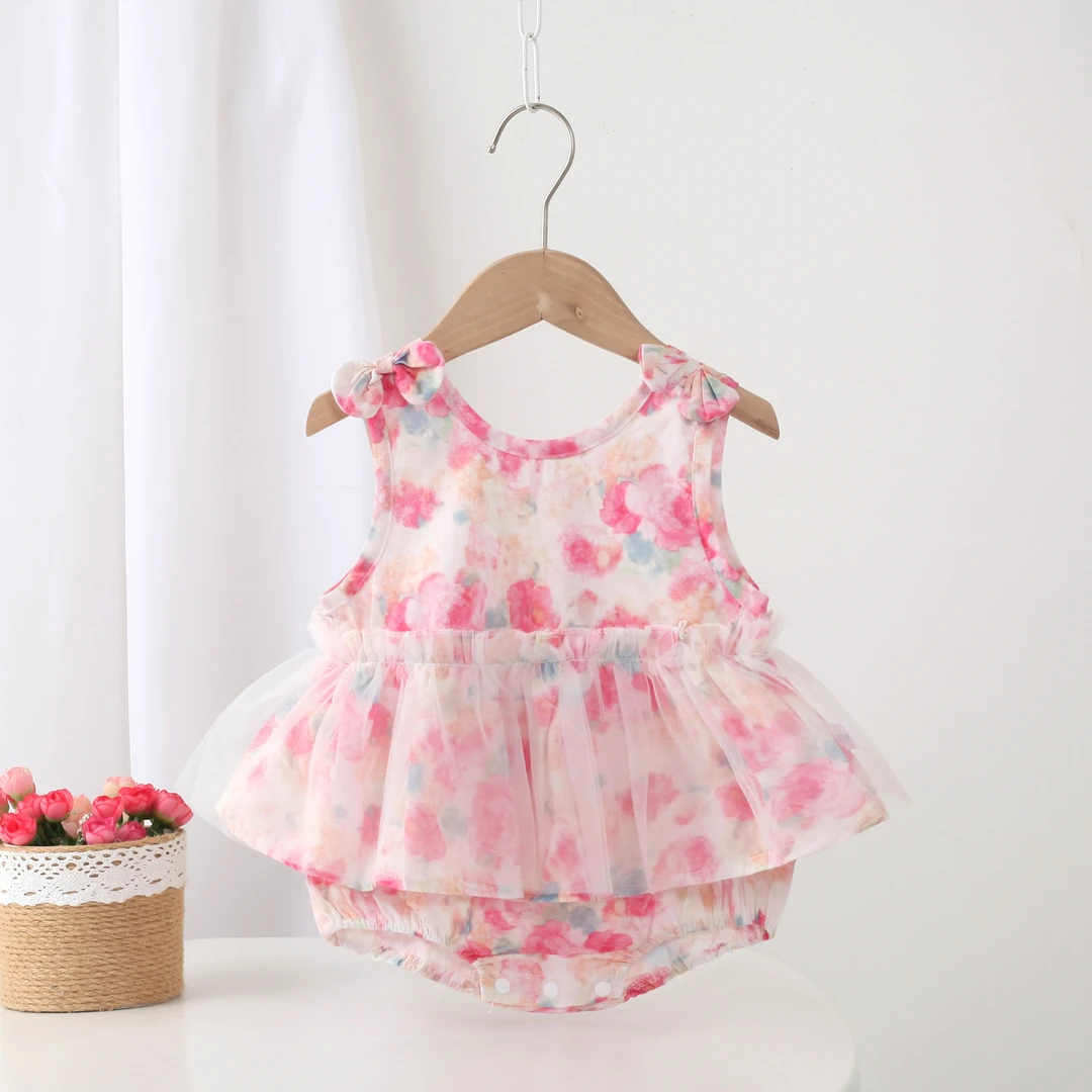 莫奈花园可爱包屁衣儿童碎花女童公主婴儿宝宝女宝无袖