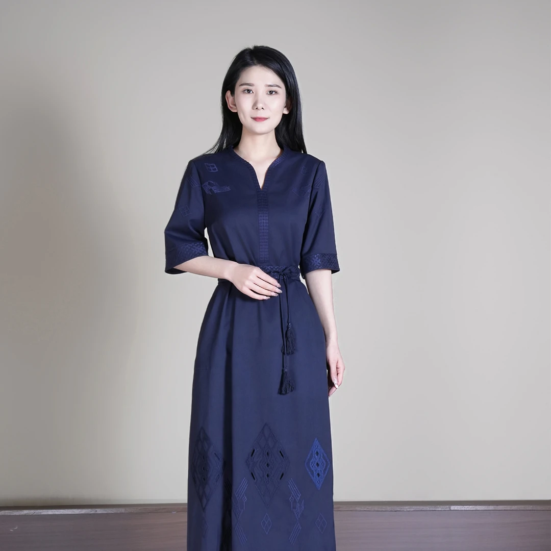 浒城古娘新中式出游百搭洋气时尚小众服装女悠梦连衣裙HBSS010080