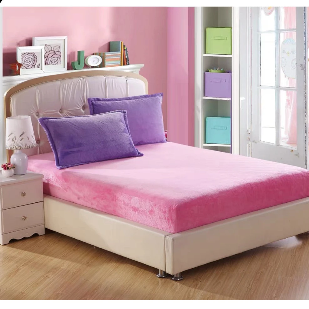 小华约150*200玫粉色加厚牛奶绒床笠发1微瑕