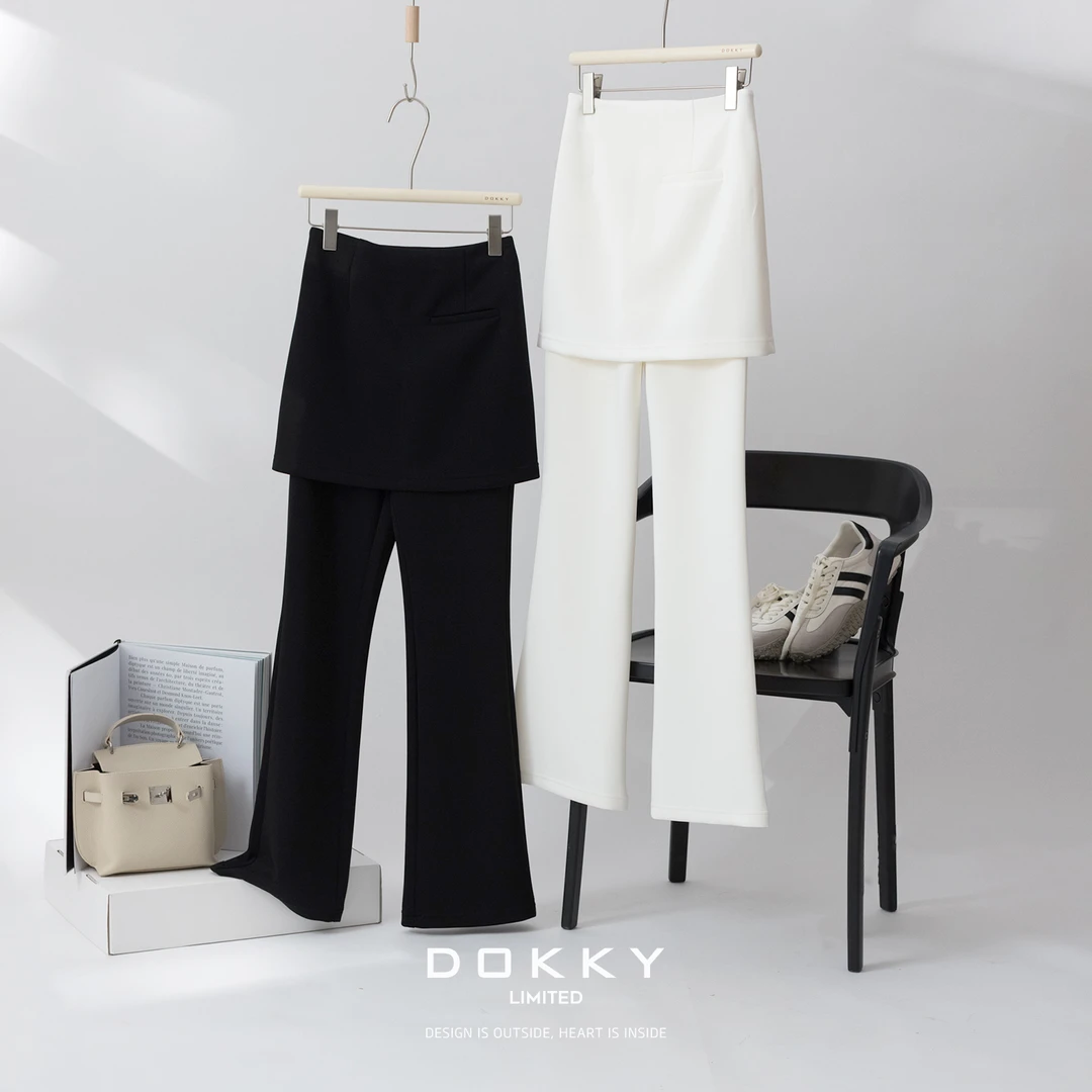 【女神微喇裙裤套装.紫标】DOKKY显瘦显腿长.弹润垂感|长裤+短裙