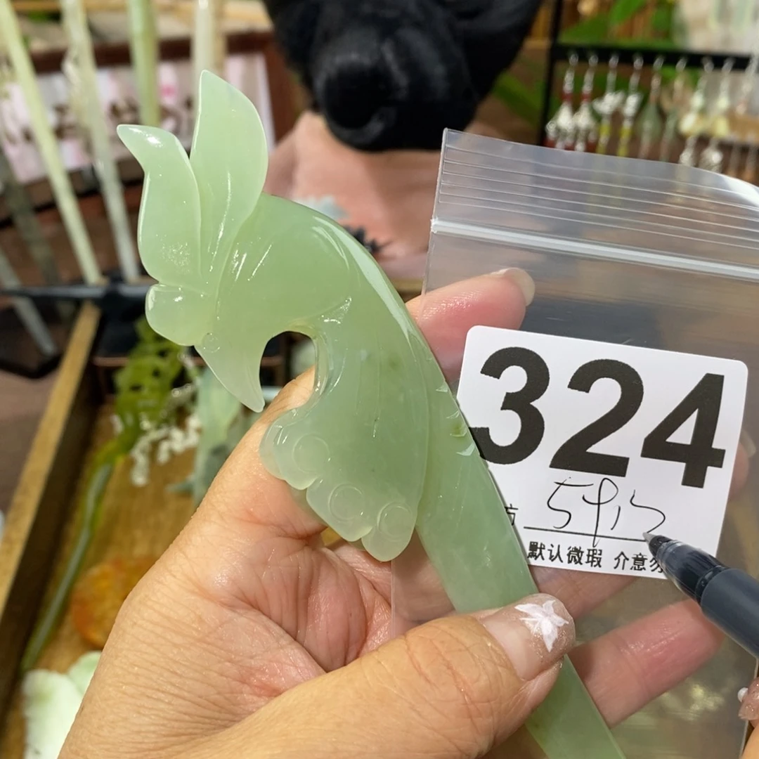 蛇纹石玉未镶嵌玉簪夏**梦