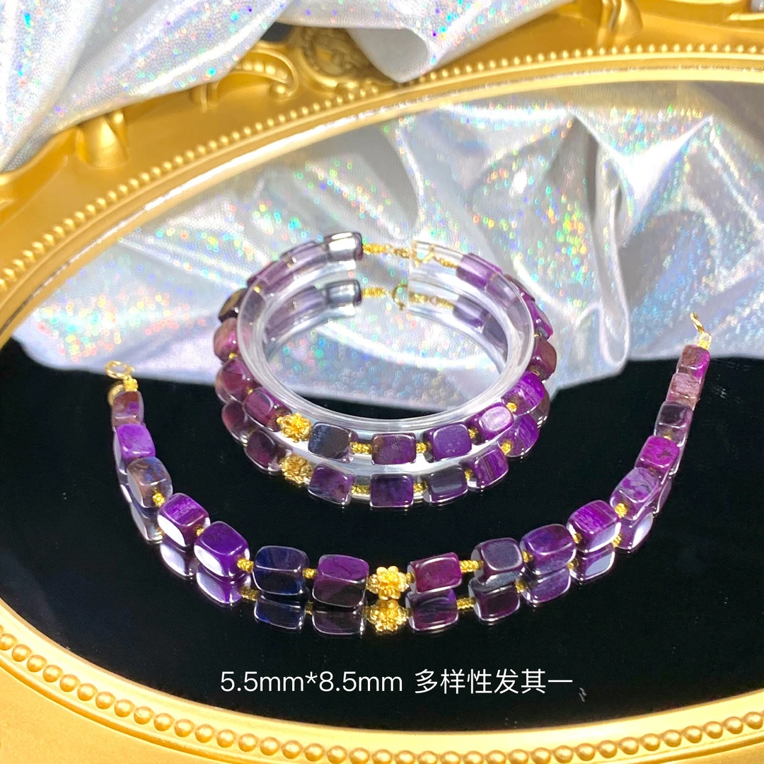 汐宁丨18K金镶嵌舒俱来魔方手链5.5mm*7.5mm/多样性发其一/P00232